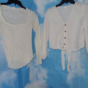 Two White BLOUSES - 1 SP, one Sz 4 (both small)